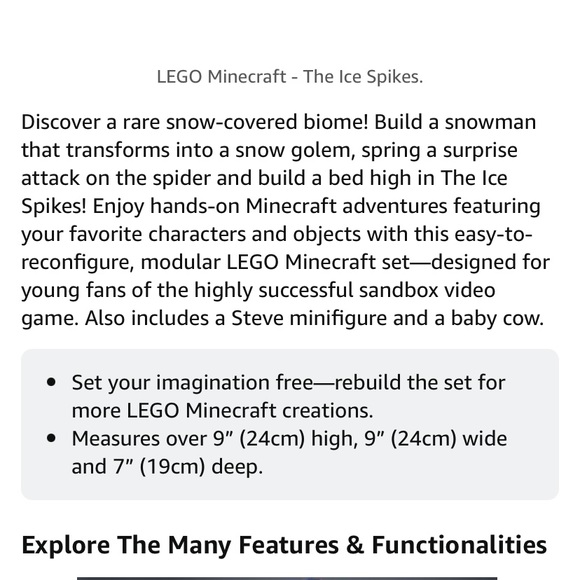 LEGO MINECRAFT The Ice Spikes Lego Kit! 454 Pieces | For Ages 8+ - Picture 11 of 11